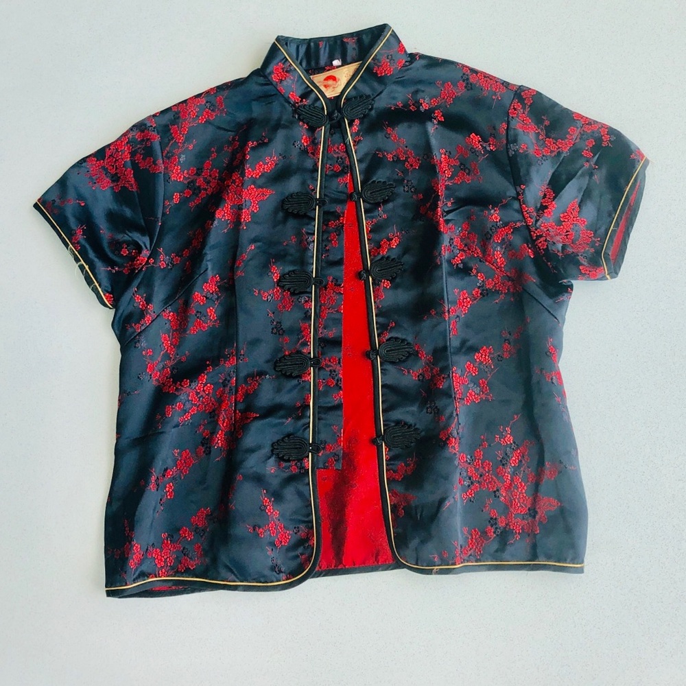 Vintage Japanese Kimono-Style Satin Shirt